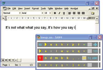 SAW on-screen keyboard using Word